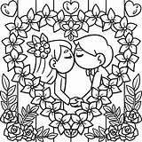Wedding Kissing Couple Coloring Page For Kids 11770238 Vector Art At  sketch template