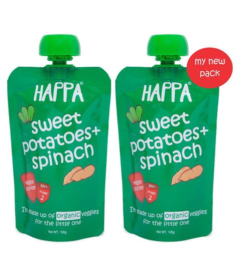 Happa Organic Sweet Potato + Spinach Puree Snack Foods for 6 Months ...