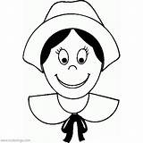 Pilgrim Girl Wearing Hat Coloring Pages  XColoringscom sketch template