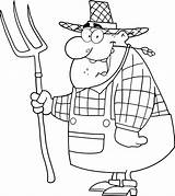 Happy Farmer With A Pitchfork sketch template