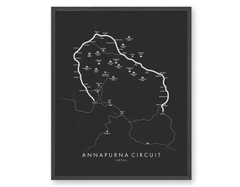 Annapurna Circuit Poster Annapurna Trail Map Annapurna Wall Art Nepal ...