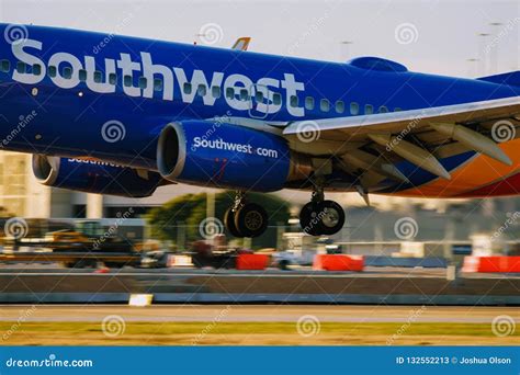 Southwest Airlines Airplane Landing on Runway Editorial Stock Photo ...