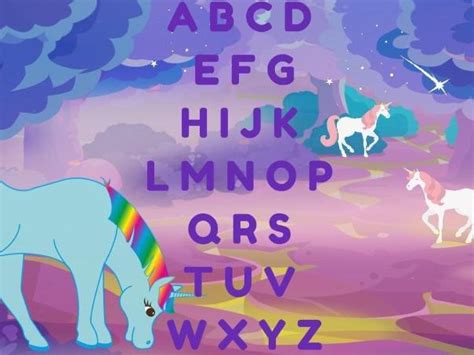 Unicorn Themed Alphabet ABC Printable Phonics Chart, School Literacy, Learn to Read | Teaching ...