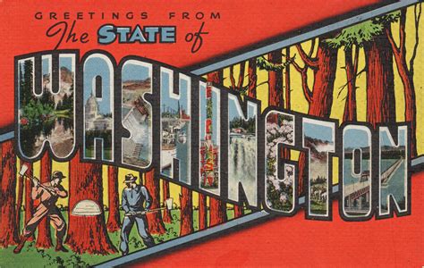 Greetings from the State of #Washington - vintage postcard | Vintage "Greetings From" Postcards ...