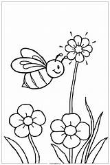Página De Colorir Aventura Da Abelha Em Um Jardim Flores PDF & PNG  sketch template