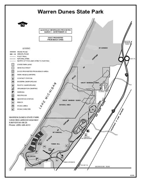 Warren Dunes State Park Michigan Site Map - Warren Dunes State Park MI ...