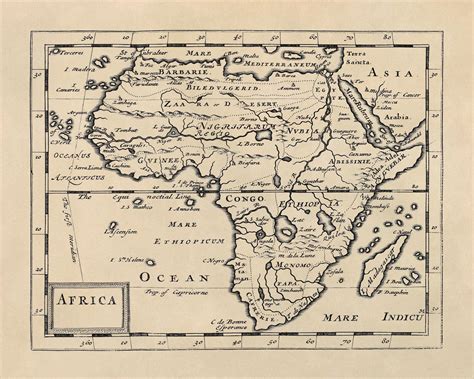 Antique Map of Africa, Vintage Style Print Circa 1600s - Etsy | Africa map, Order prints ...