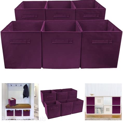 New 6 Pack Purple Foldable Storage Cube Basket Bin Collapsible Organizer Bins | eBay