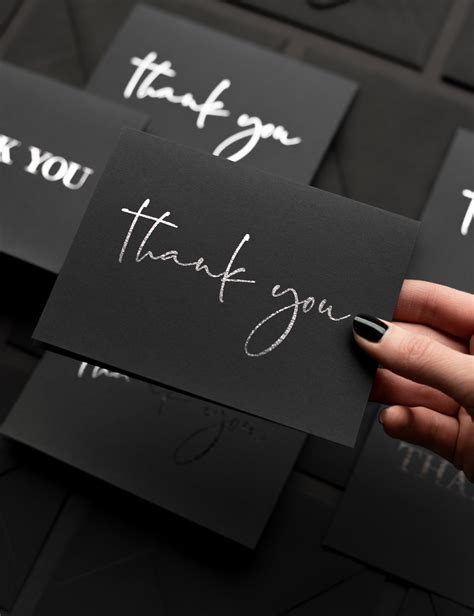 Thank You Modern Black Foil Cards Box – Silver Ribbon Studio