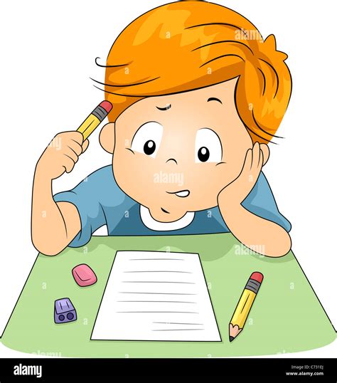 Illustration of a Kid Answering Test Questions Stock Photo - Alamy