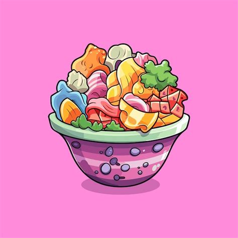 Premium Vector | Ceviche cool colors kawaii clip art illustration for menu poster web