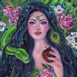 Eve Garden of Eden Snake Apple Portrait Floral Print by Renee L. Lavoie - Etsy