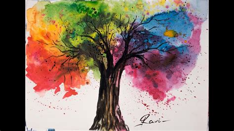 Rainbow Tree Watercolor Painting - YouTube