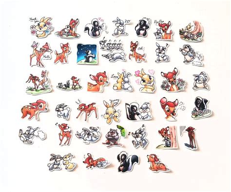 Cute set of 40 Bambi stickers Thumper Disney Bullet Journal | Etsy
