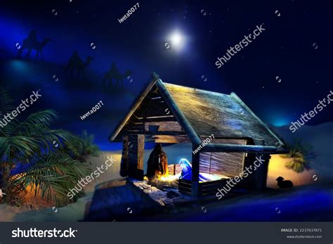 Nativity Scene Bethlehem Baby Jesus Manger Stock Illustration ...