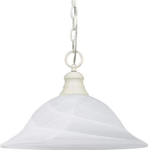 Textured White Pendant Light Alabaster Glass Shade 16"Wx11"H