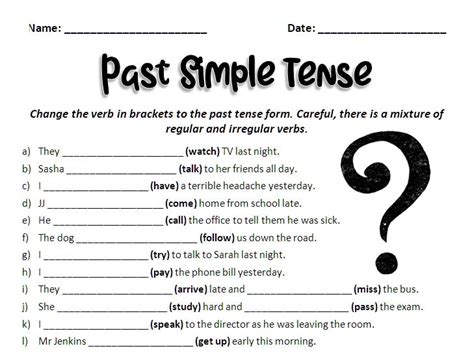 Past Tense Verbs A-Z Change the Tense Worksheet | Teaching Resources