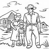 Dust Bowl Family Coloring Page 54924 43457 sketch template