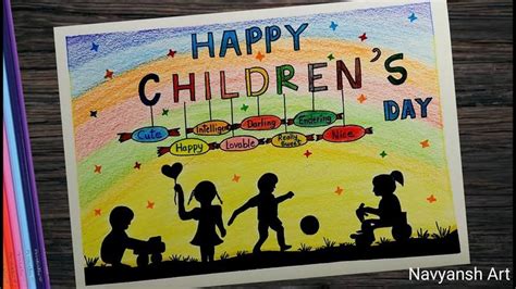 Children's Day drawing step by step l Happy children's day poster ...