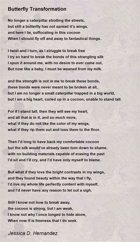 Butterfly Transformation - Butterfly Transformation Poem by Jessica D. Hernandez