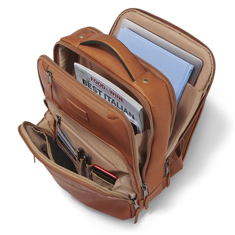 The Lightweight Leather Organized Backpack - Hammacher Schlemmer