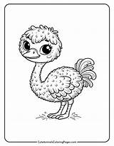 Ostrich Coloring Pages 5 Free Printable  Cute Animals sketch template