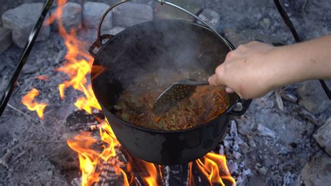 Uzbek Plov Cooked In Cast Iron Kazan On Open Camp Fire - Easy Pilaf, Pulao Palov Recipe For ...