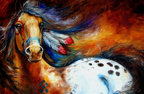 Spirit Indian Warrior Pony Painting by Marcia Baldwin