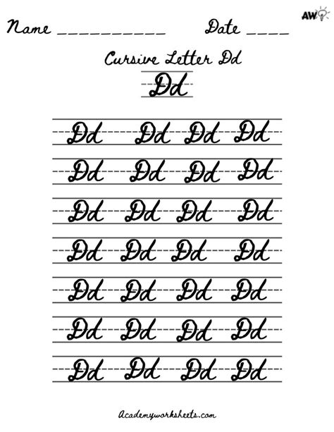 Learn to Write the Cursive Letter d like a Pro in Minutes - Academy Worksheets