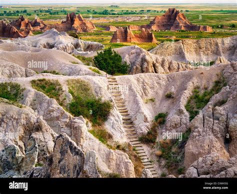 Ladder on Notch Trail. Badlands National Park, South Dakota Stock Photo, Royalty Free Image ...