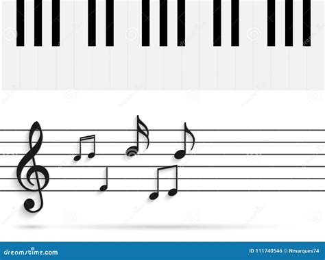 Piano Keys And Notes Illustration Stock Vector - Illustration of grand, keyboard: 111740546