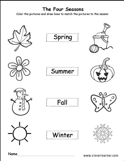 The four seasons of the year worksheets for preschools