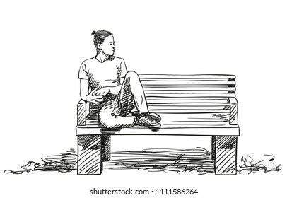 Man Sitting On Bench Feet Hipster Stock Vector (Royalty Free ...