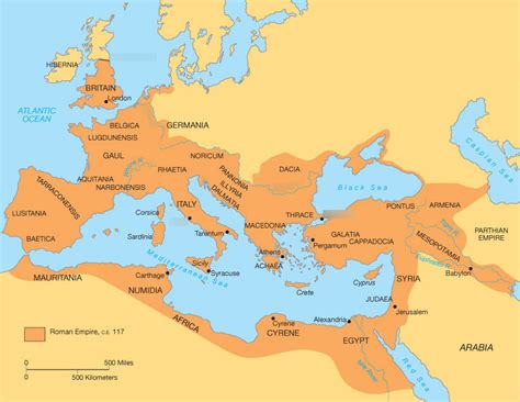 Ancient Roman Empire Map Rivers