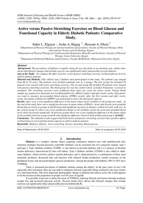 (PDF) Active versus Passive Stretching Exercises on Blood Glucose and Functional Capacity in ...