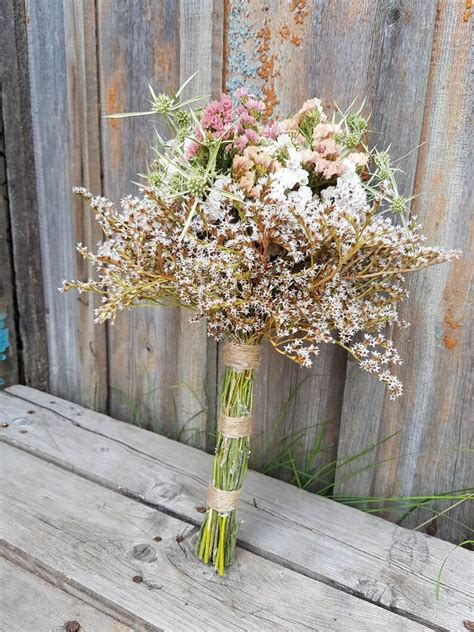 Wedding bouquet Rustic flower bouquetDried flower bouquet | Etsy