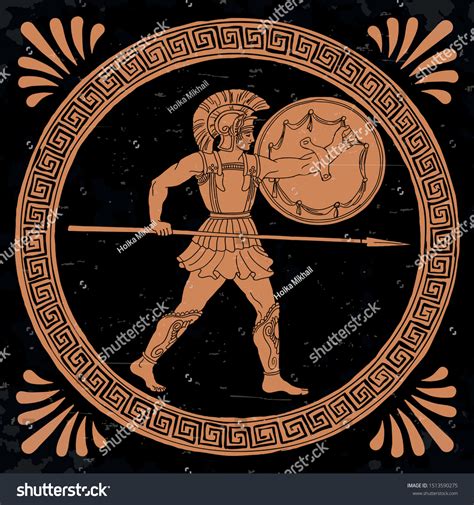 Ancient Greek Warrior Spear Shield His Stock Vector (Royalty Free) 1513590275 | Shutterstock