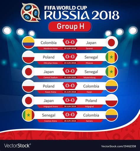FIFA WORLD CUP RUSSIA 2018 Group H Fixture Vector Image. Download a Free Preview or High Quality ...