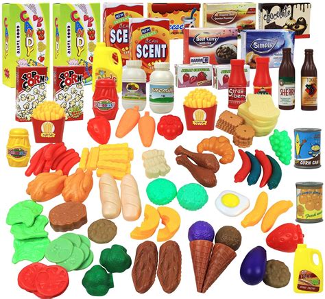 Click N' Play 120 Piece Toy Food Set for Kids | Fake Food | Play Food Sets for Kids Kitchen ...