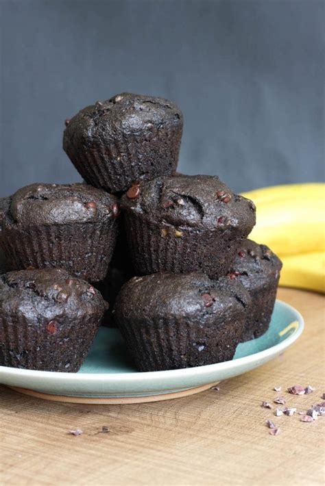 Double Chocolate Black Tahini Banana Muffins - The Conscientious Eater