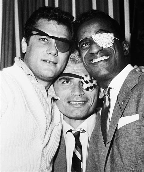 THREE EYE PATCHES - Tony Curtis and Jeff Chandler support recovery of entertainer Sammy Davis Jr ...