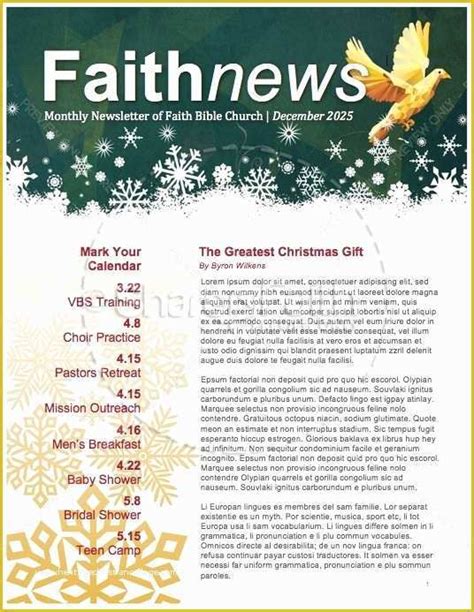 Free Printable Newsletter Templates for Church Of 5 Free Christmas ...