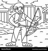 Archery Female archer Ready To Aim coloring Page Vector Image sketch template