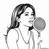 Cute Selena With A Microphone Coloring Page  Pagescom sketch template