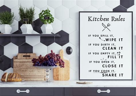 CUSTOMIZED Kitchen Rules Sign Kitchen Wall Signs Family - Etsy