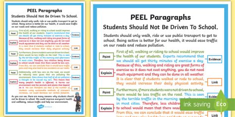 PEEL Paragraph Poster | Annotated Example | Visual Aid