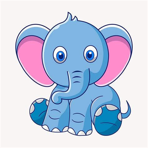 Baby elephant clipart, animal cartoon | Free Photo - rawpixel