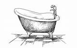 Bathtub Drawing Coloring Tub Bath Clawfoot Pages Printable Clip  sketch template