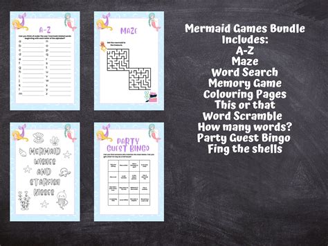 Mermaid Party Games Bundle, Kids Birthday Games, Mermaid Themed Party ...