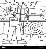 Archery Archer Shooting Arrow Coloring Page Stock Vector Image & Art  sketch template